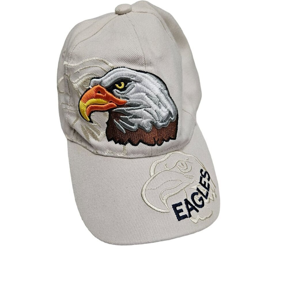 Embroidered Bald Eagle Hat - Adjustable Cotton Cap Beige‎